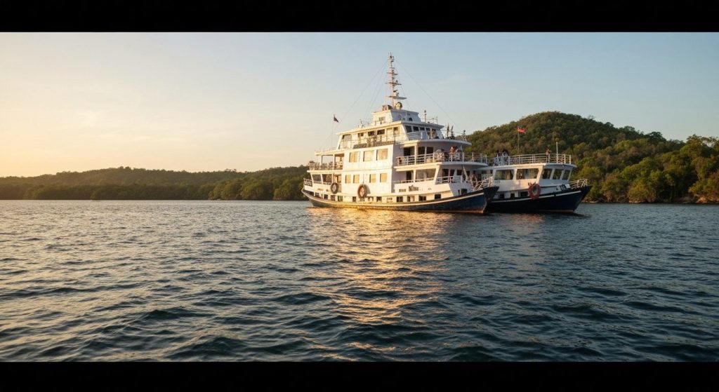 budget honeymoon komodo cruise — Photorealistic editorial travel photograph relevant to: The independent honeymoon conci