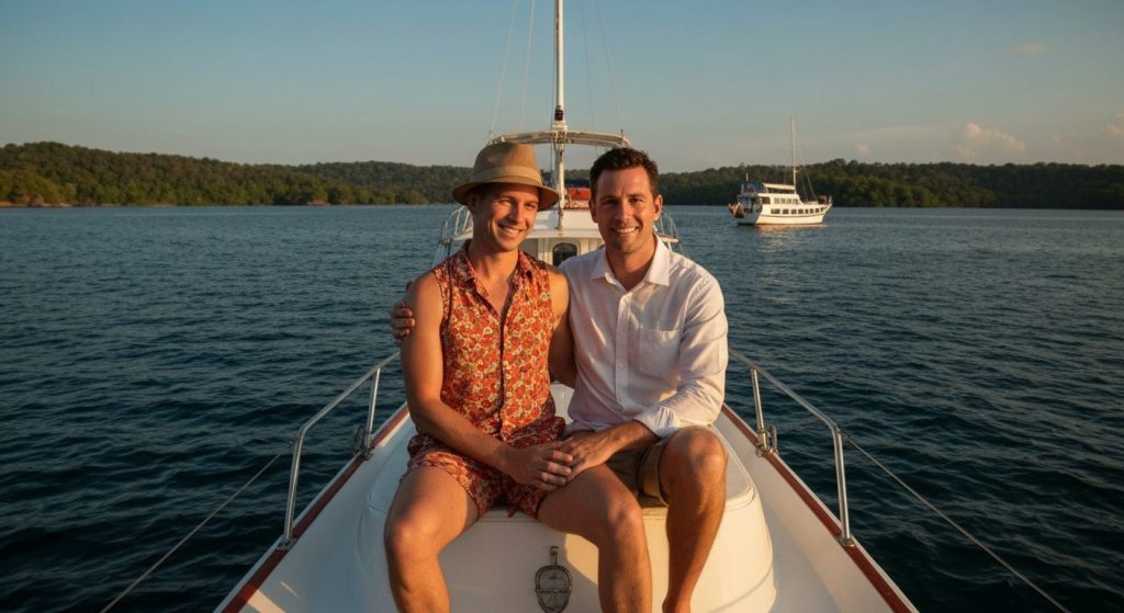 couples cruise labuan bajo — Photorealistic editorial travel photograph relevant to: The independent honeymoon concierge