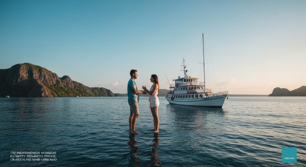 proposal cruise komodo — Photorealistic editorial travel photograph relevant to: The independent honeymoon concierge and