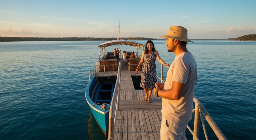 is komodo honeymoon cruise worth it — Photorealistic editorial travel photograph relevant to: The independent honeymoon
