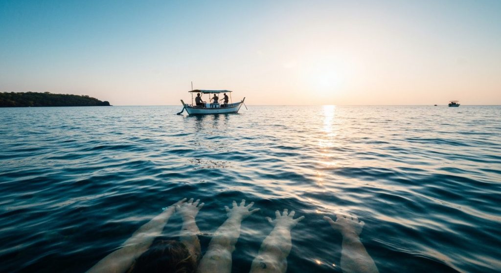 snorkeling honeymoon komodo phinisi — Photorealistic editorial travel photograph relevant to: The independent honeymoon