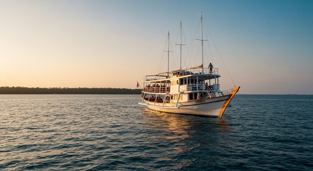 what is phinisi boat — Photorealistic editorial travel photograph relevant to: The independent honeymoon concierge and e
