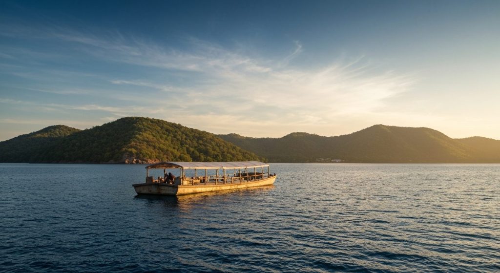komodo honeymoon what to pack — Photorealistic editorial travel photograph relevant to: The independent honeymoon concie